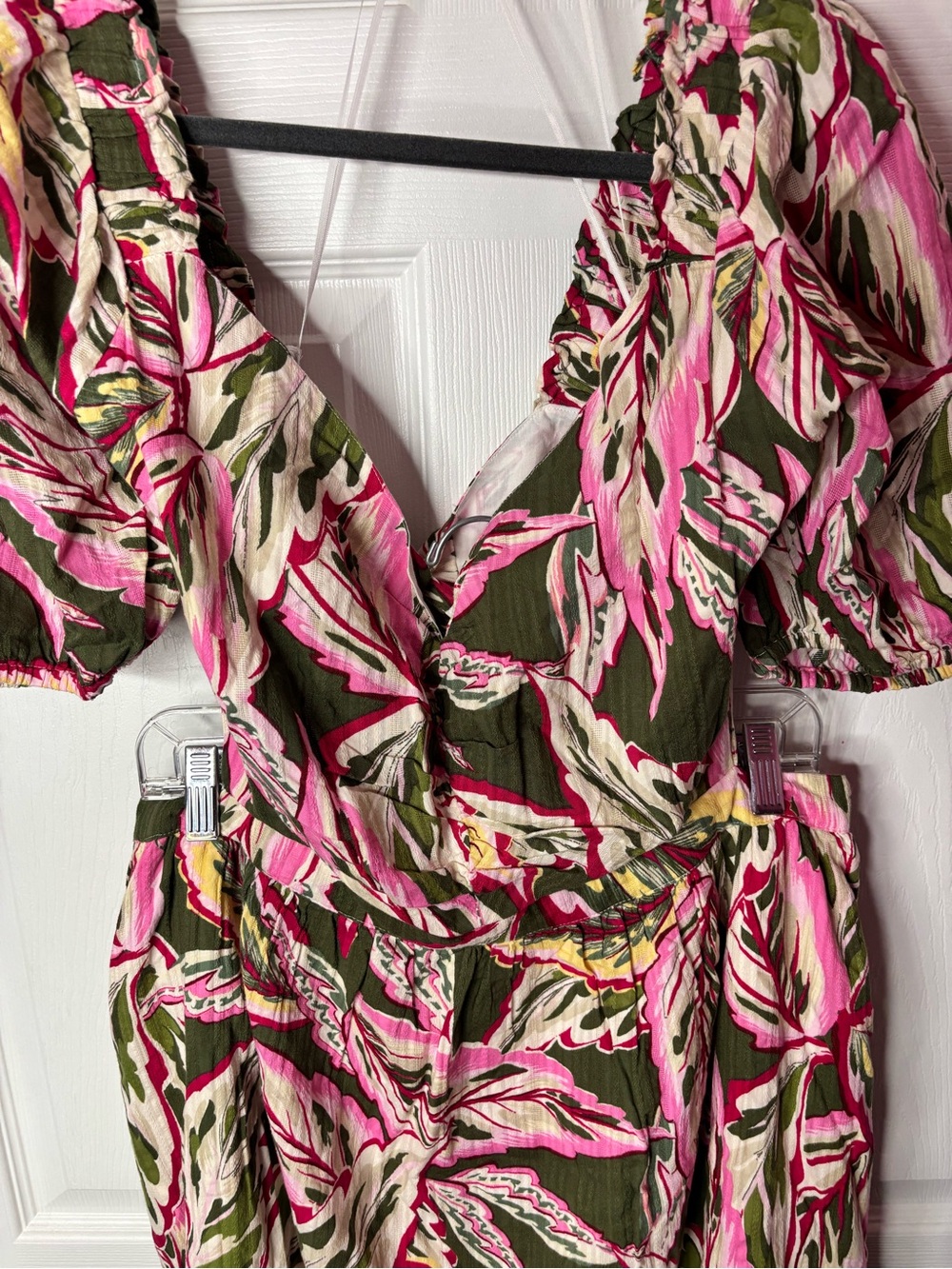 LOFT Pink & Olive Floral maxi dress